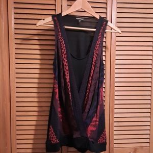 Express Leopard V-Neck Print Top